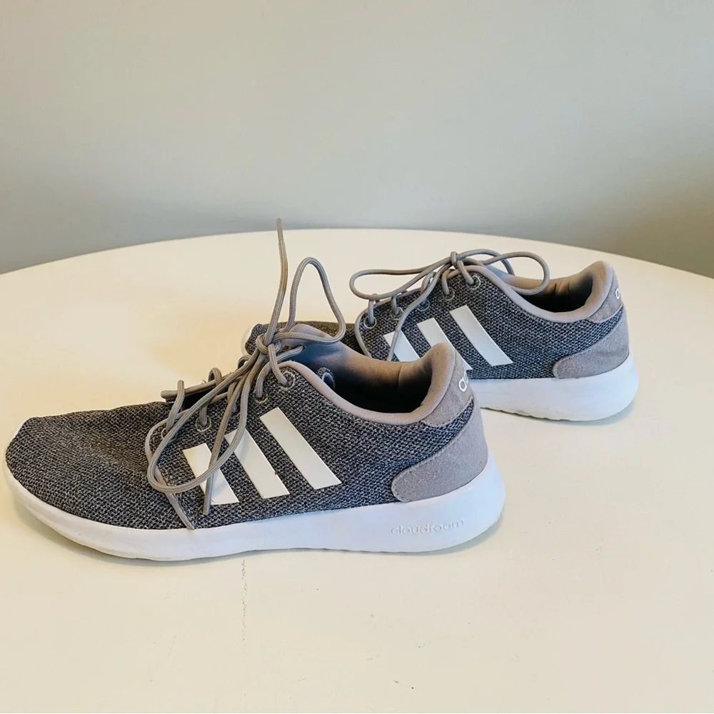 Adidas Womens Size 7 Cloudfoam Athletic Shoes Gray QT Racer Running Sneakers